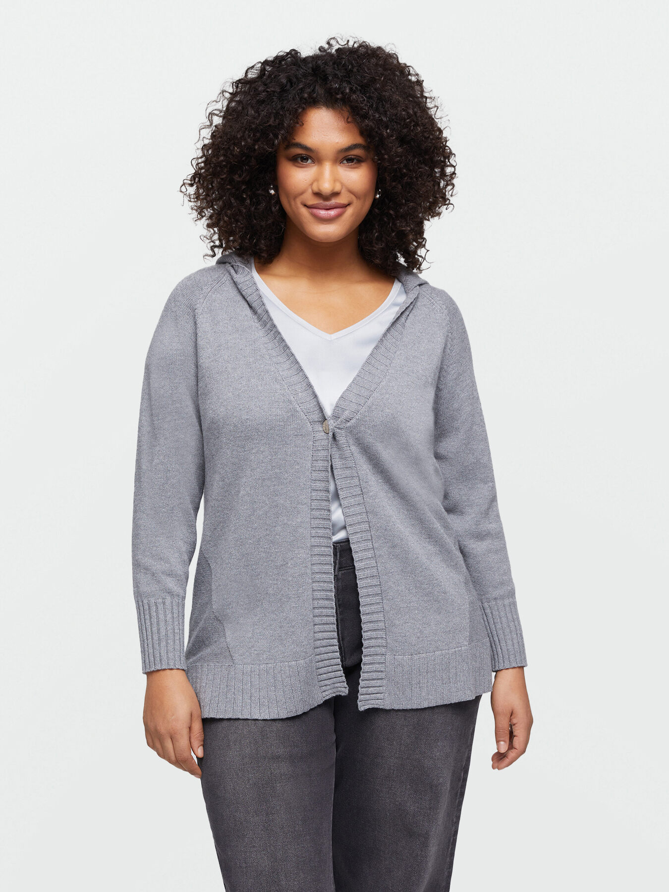 Oversized cardigan with hood and button image number 2