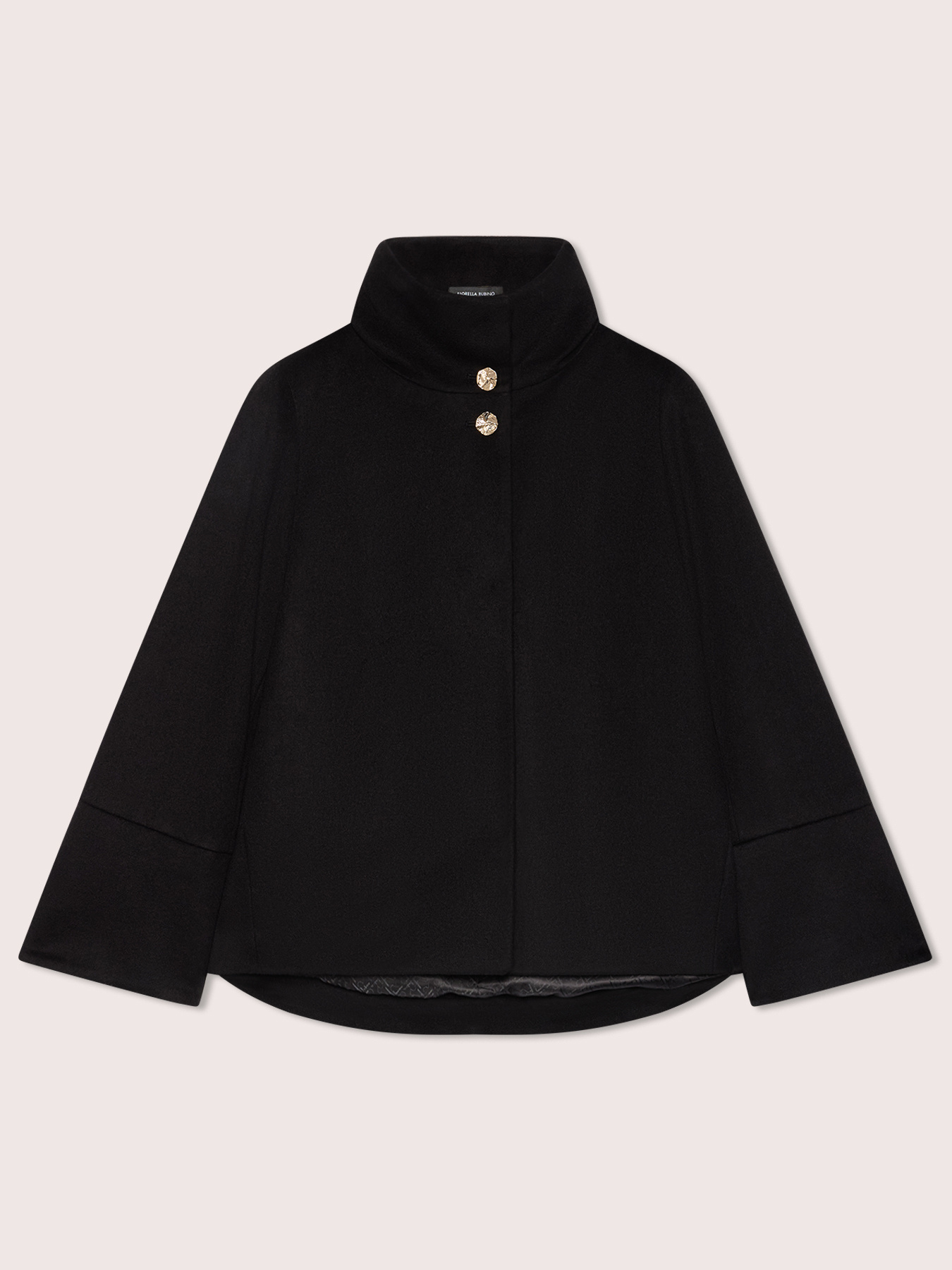 High-collar cape in wool-blend fabric image number 4