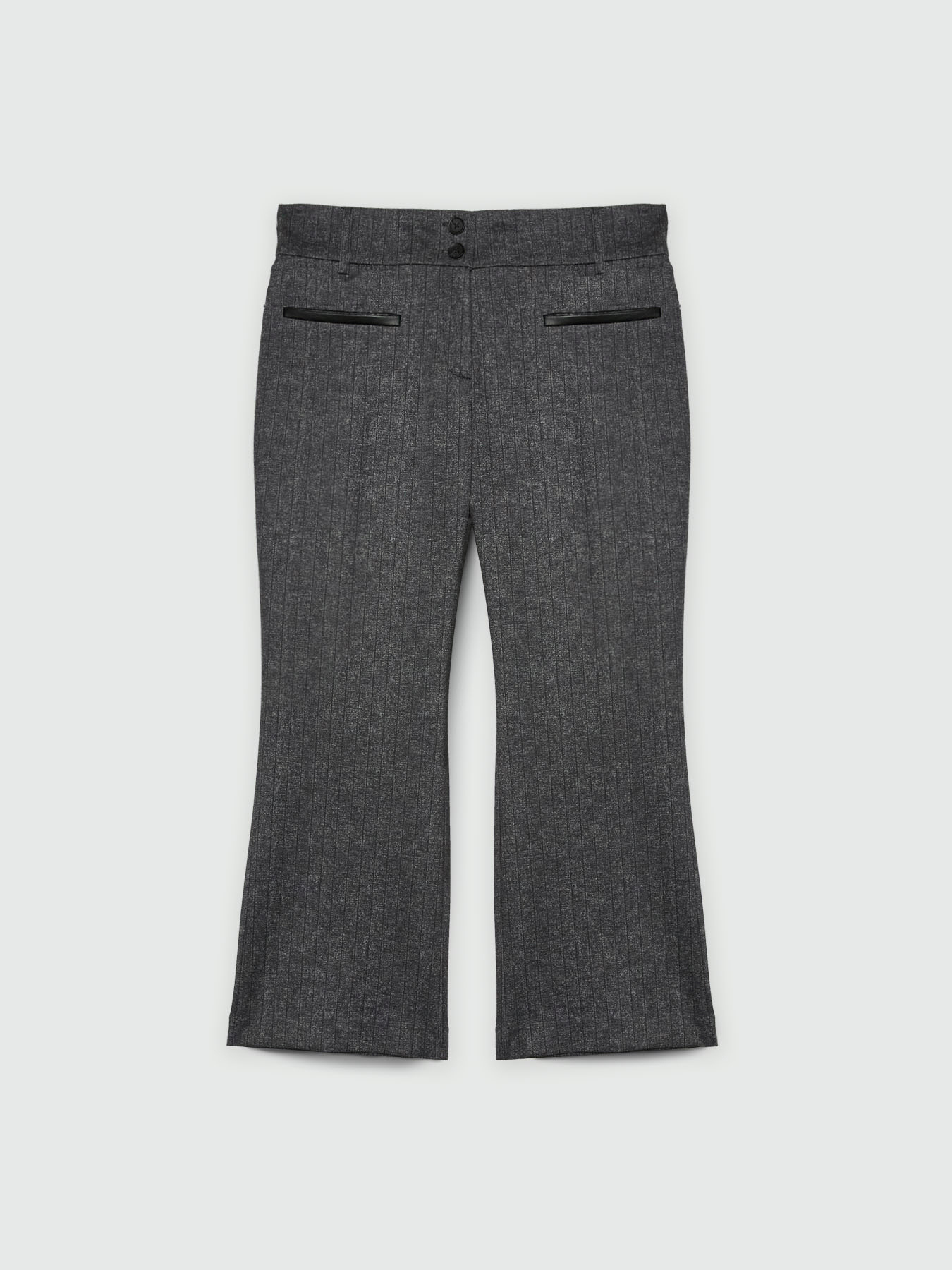Pantalon kick flare trame &agrave; rayures image number 4