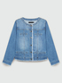 Giubbotto in denim con ricamo in perle image number 5
