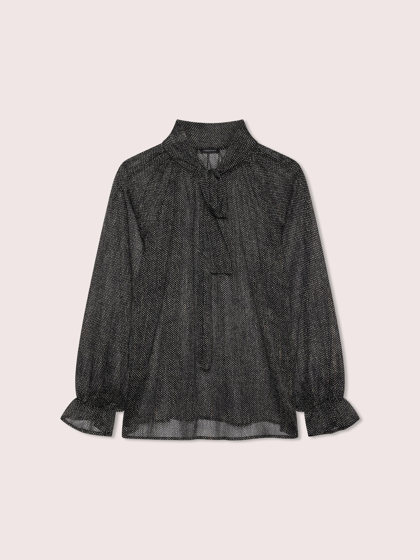 Blouse &agrave; micro-pois en georgette avec n&oelig;ud image number 4