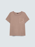 T-shirt in cotone con taschino in uncinetto e paillettes image number 4