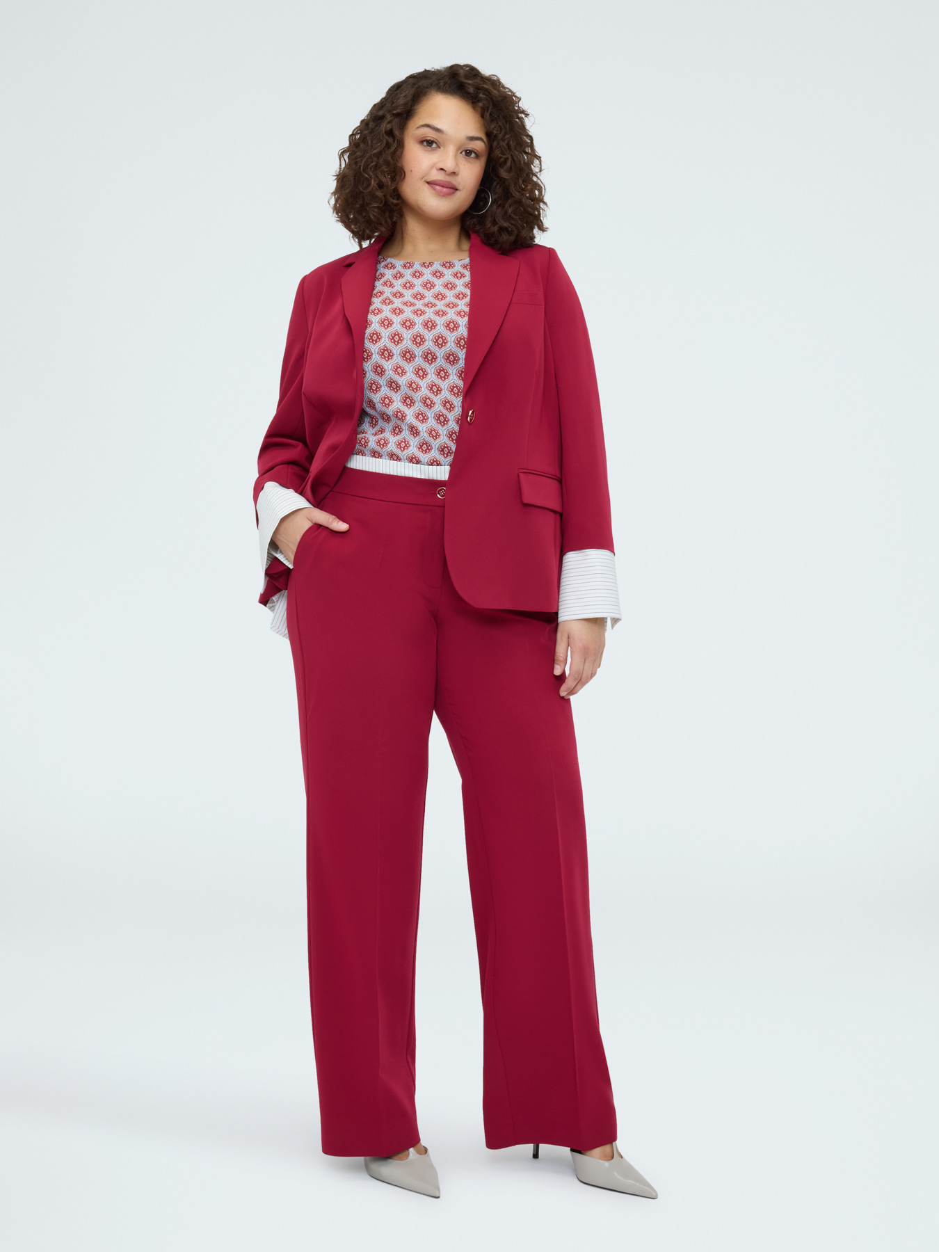 Pantalon Wide Leg avec d&eacute;tail &agrave; rayures &agrave; la taille image number 2