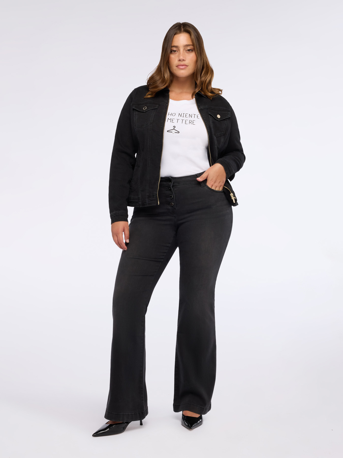 Giubbotto denim con zip e tasche image number 6