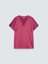 Bi-material T-shirt in viscose satin image number 4
