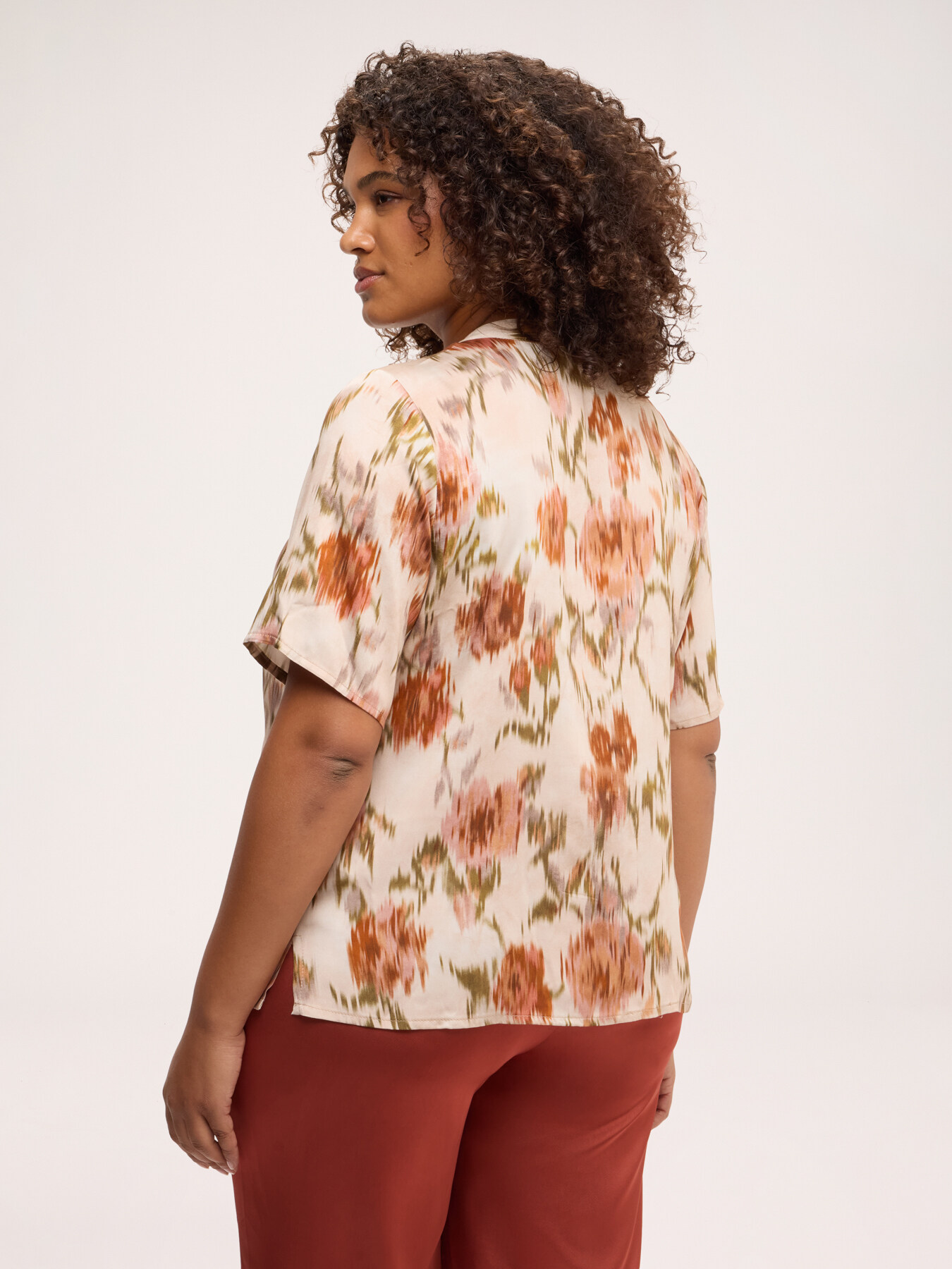 Viscose satin blouse with print image number 1