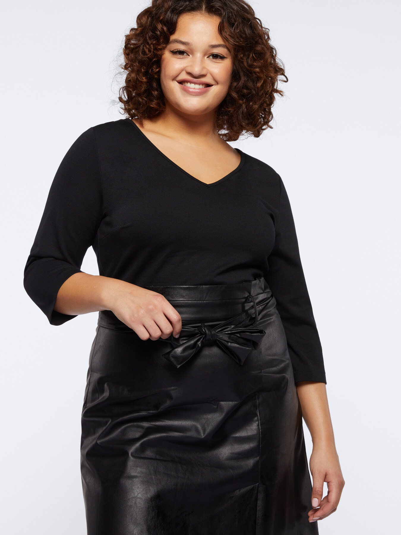 Vestito in due tessuti con fusciacca image number 2