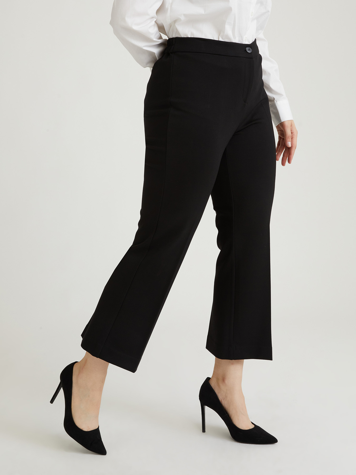 Pantaloni kick flare in punto milano image number 2