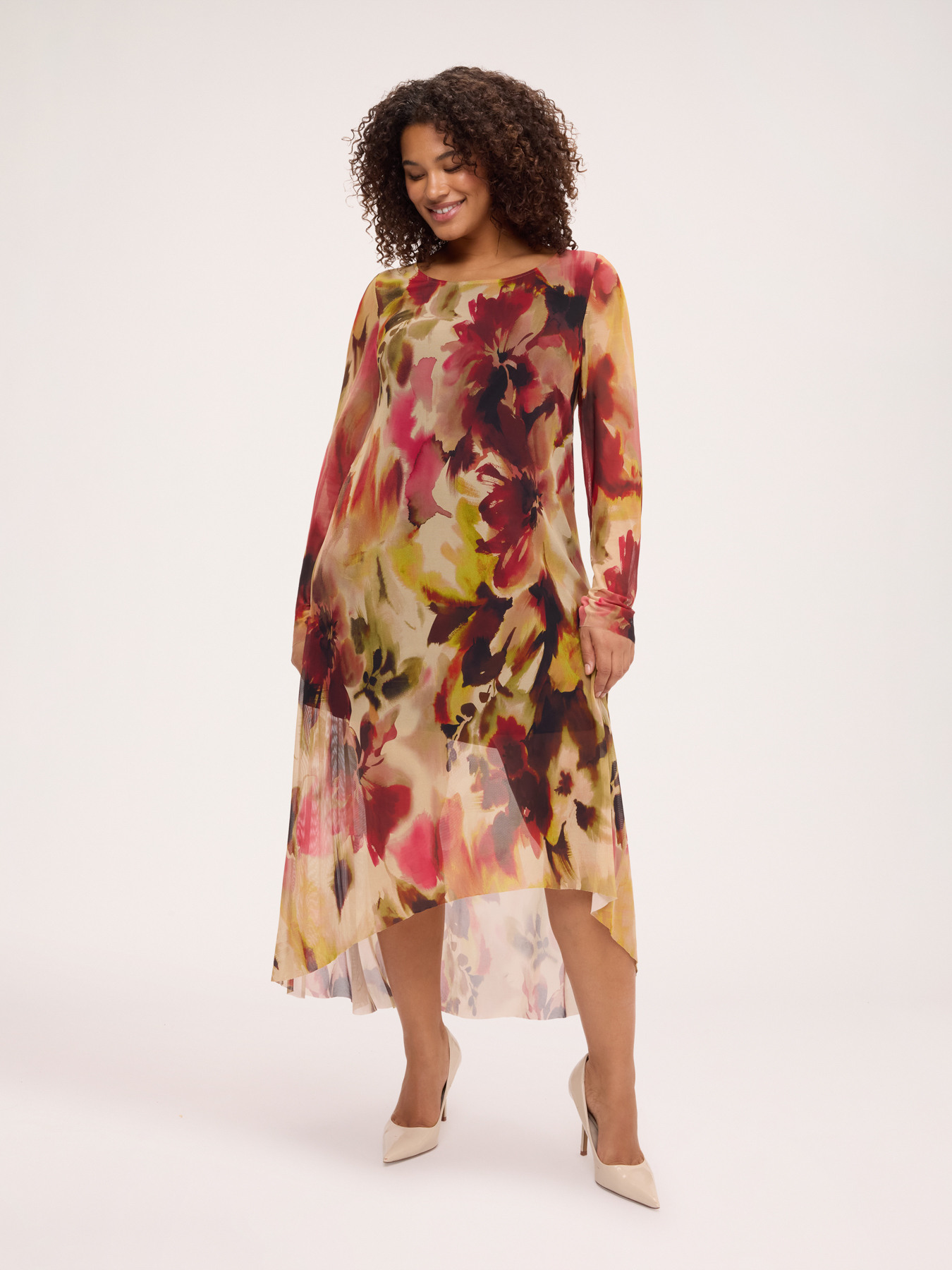 Flared tulle dress with print image number 2