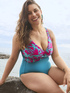 Crossover one-piece swimsuit tropical print image number 0