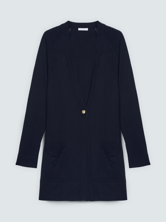 Cardigan long avec encolure en V en maille fine
