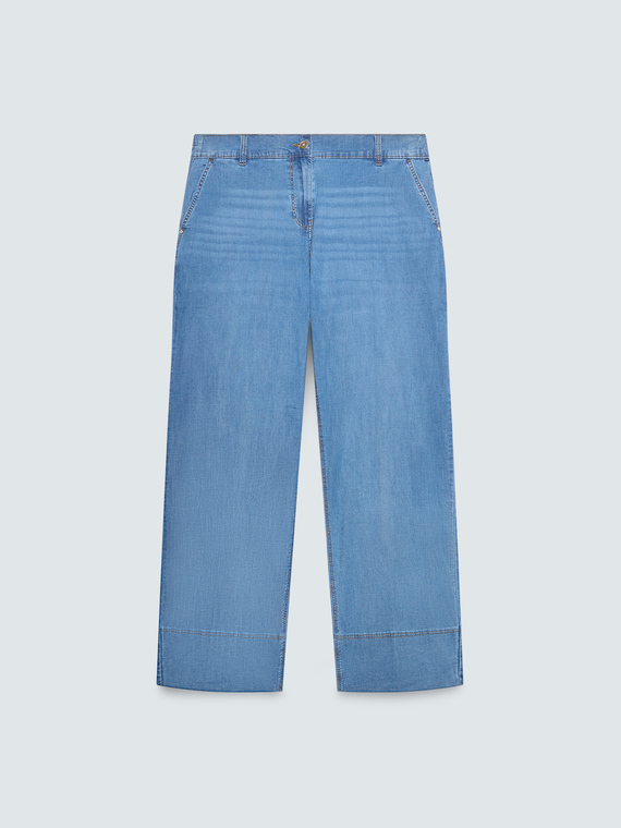 Jeans mit weitem Bein aus Tencel
