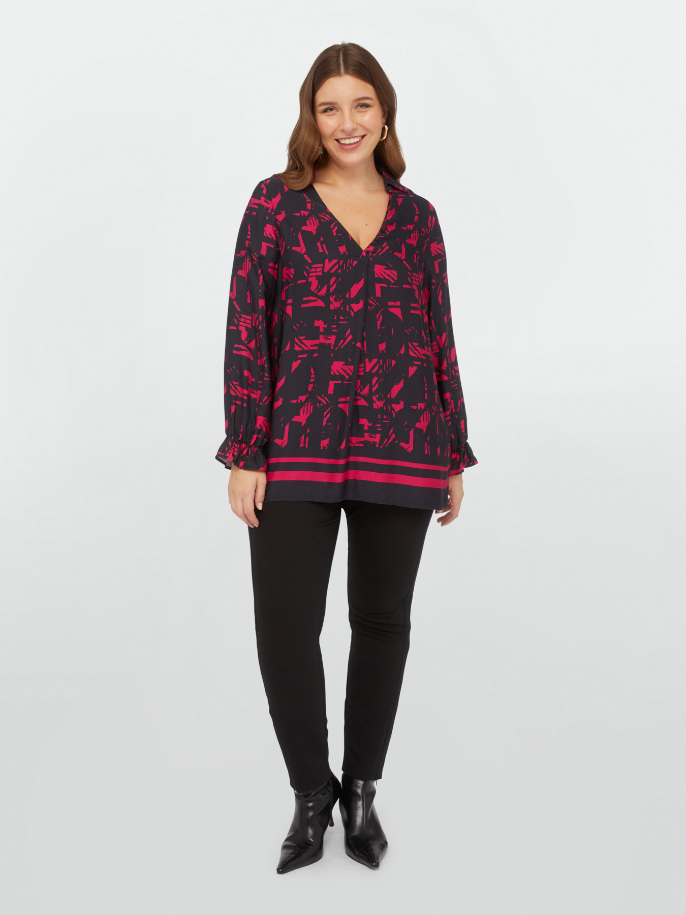 Blouse with two-tone print image number 0