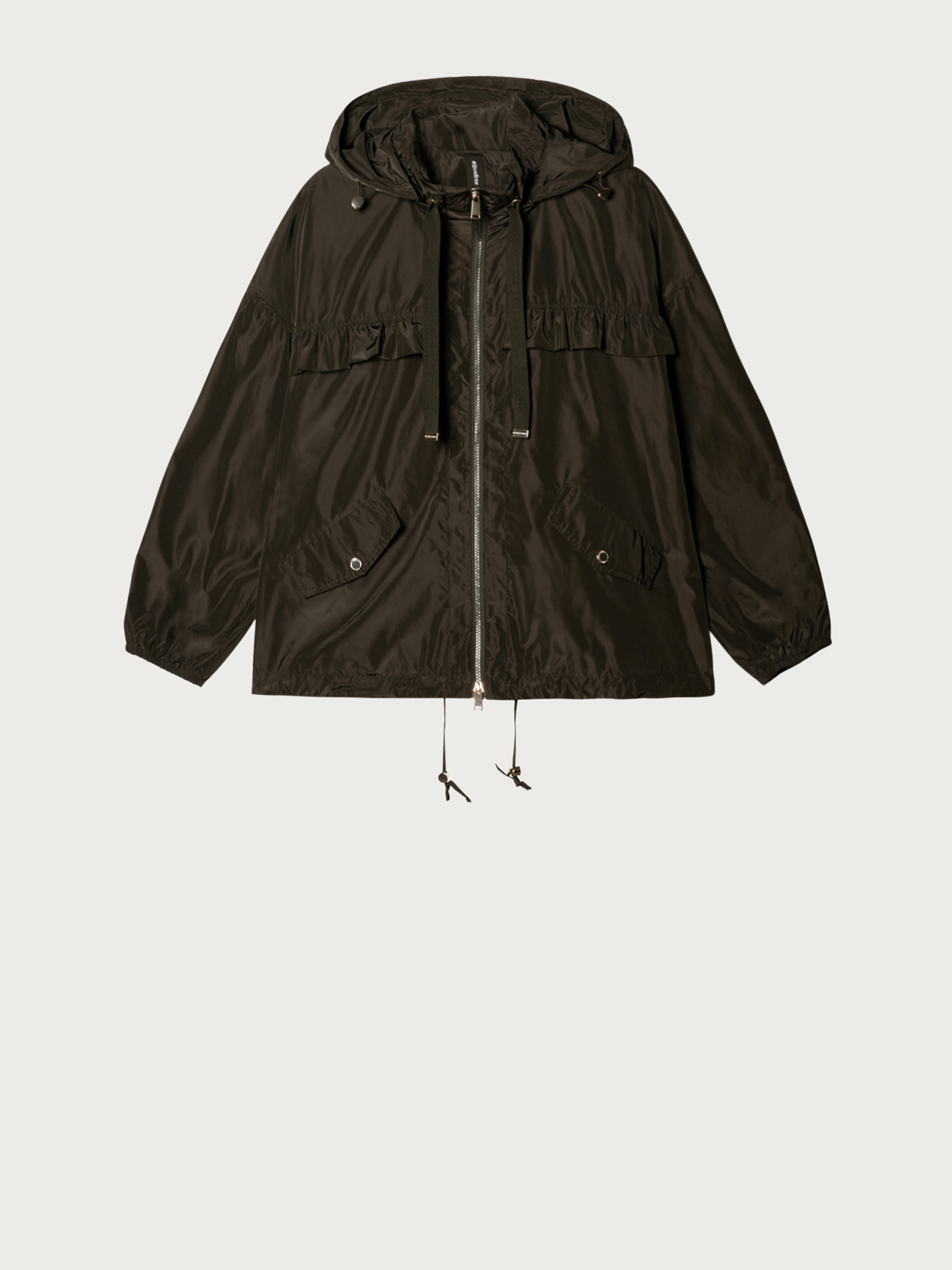 Cazadora con capucha y volantes image number 3