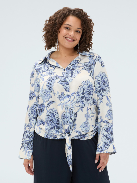 Bluse mit Blumendruck und Knotendetail
