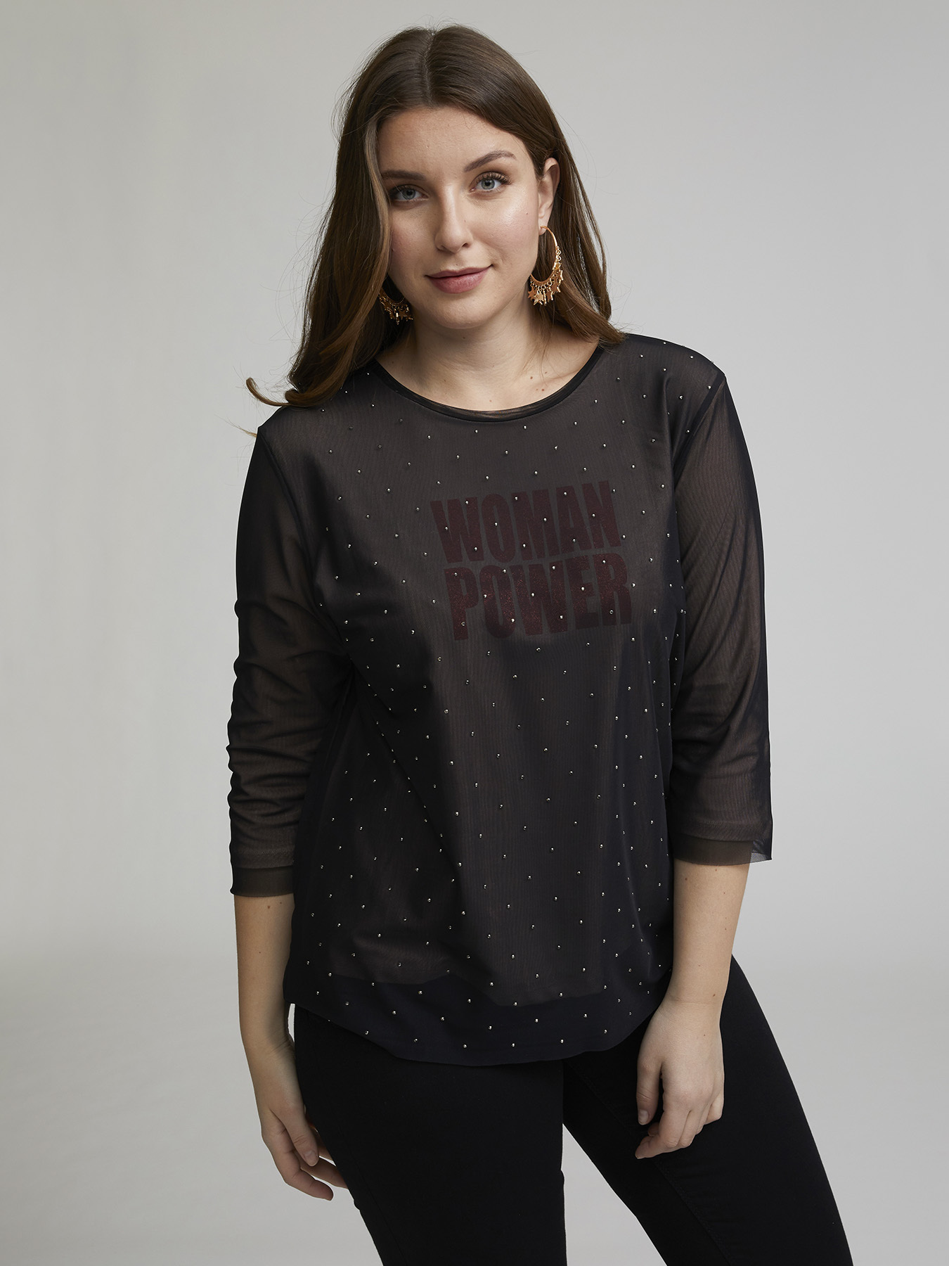 T-shirt doppiata in tulle image number 0