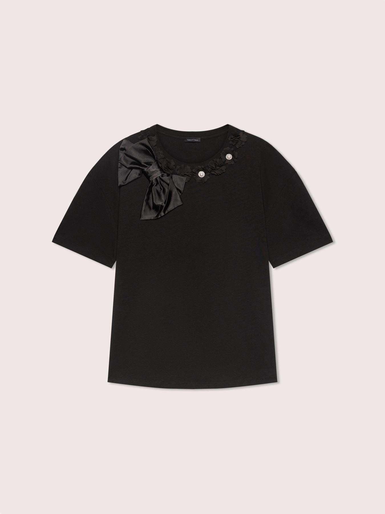 T-shirt with floral appliqu&eacute;s and bow image number 4