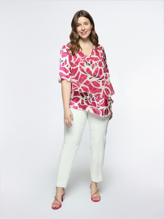 Printed blouse with overlays