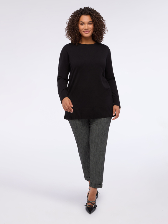 Rundhals-Pullover mit dekorativen Rei&szlig;verschl&uuml;ssen