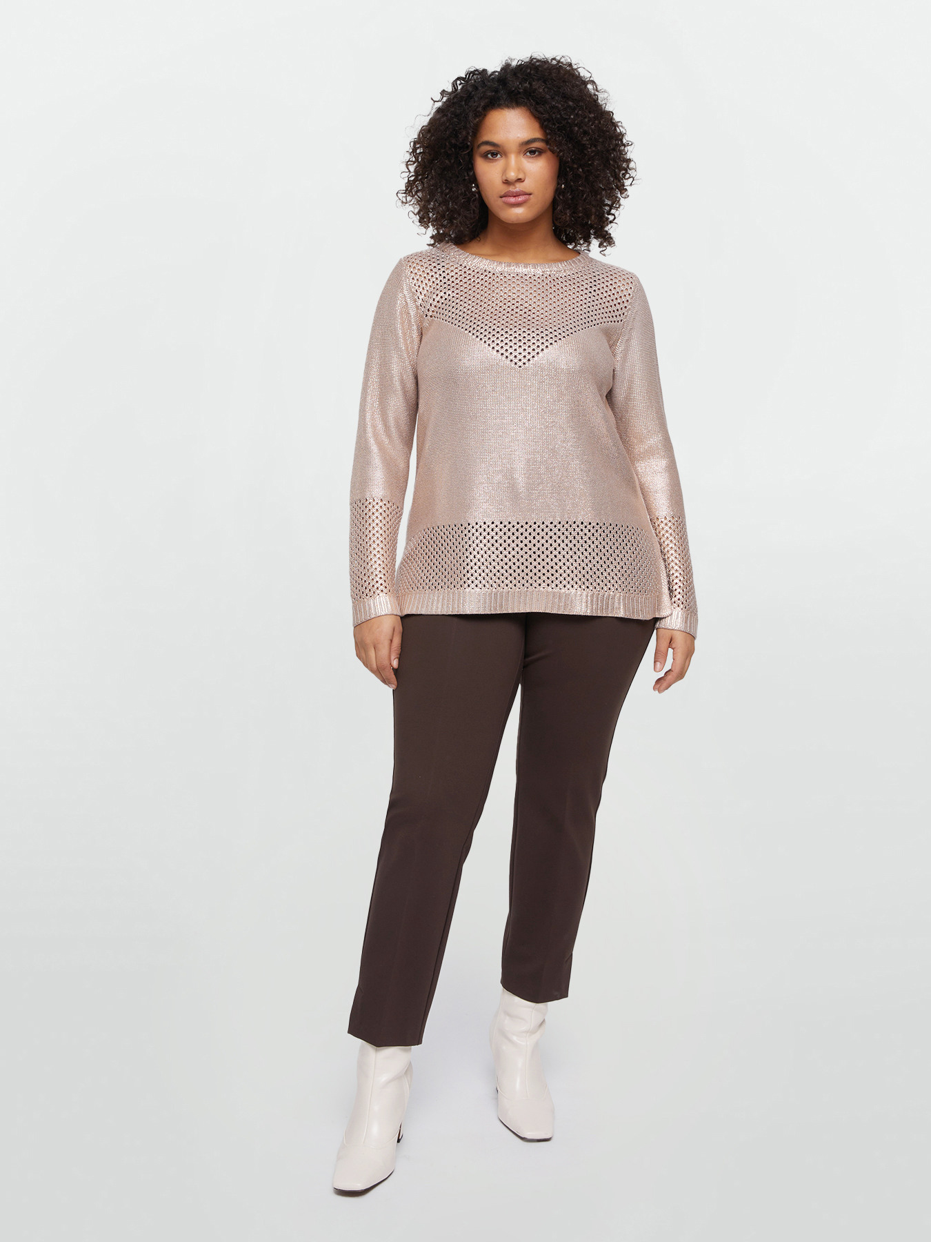 Pullover mit Laminat-Effekt und Netzeinsatz image number 3