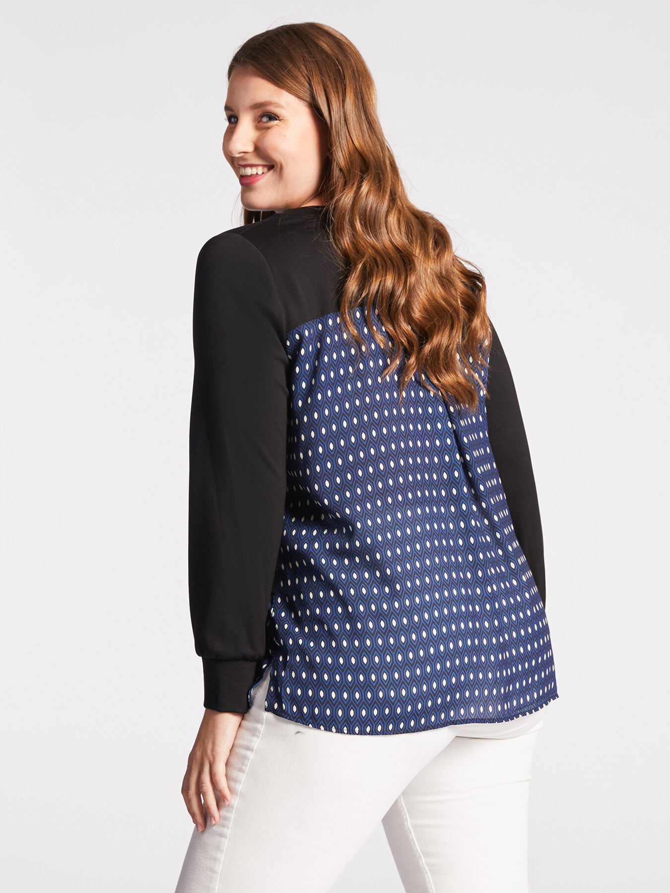 Sudadera con borde de tejido estampado image number 1