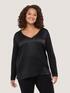 Two-material V-neck T-shirt with long sleeves image number 0