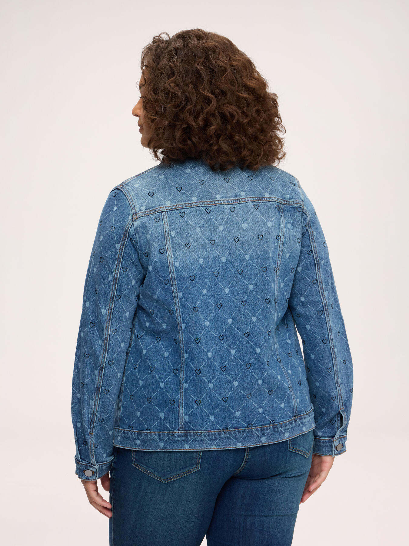 Jeansjacke mit Print und Herzen image number 1