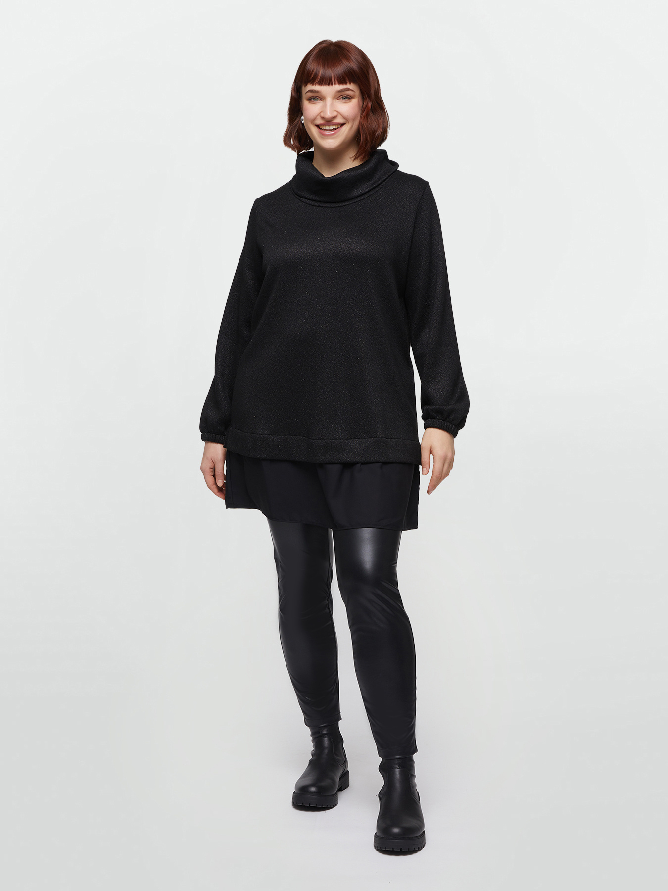 Lurex t-shirt with cowl neck image number 0