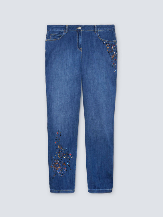 Slim Girlfit Jeans, Modell Zaffiro mit Stickereien