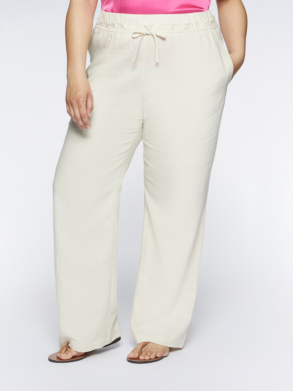 Linen and viscose loose trousers