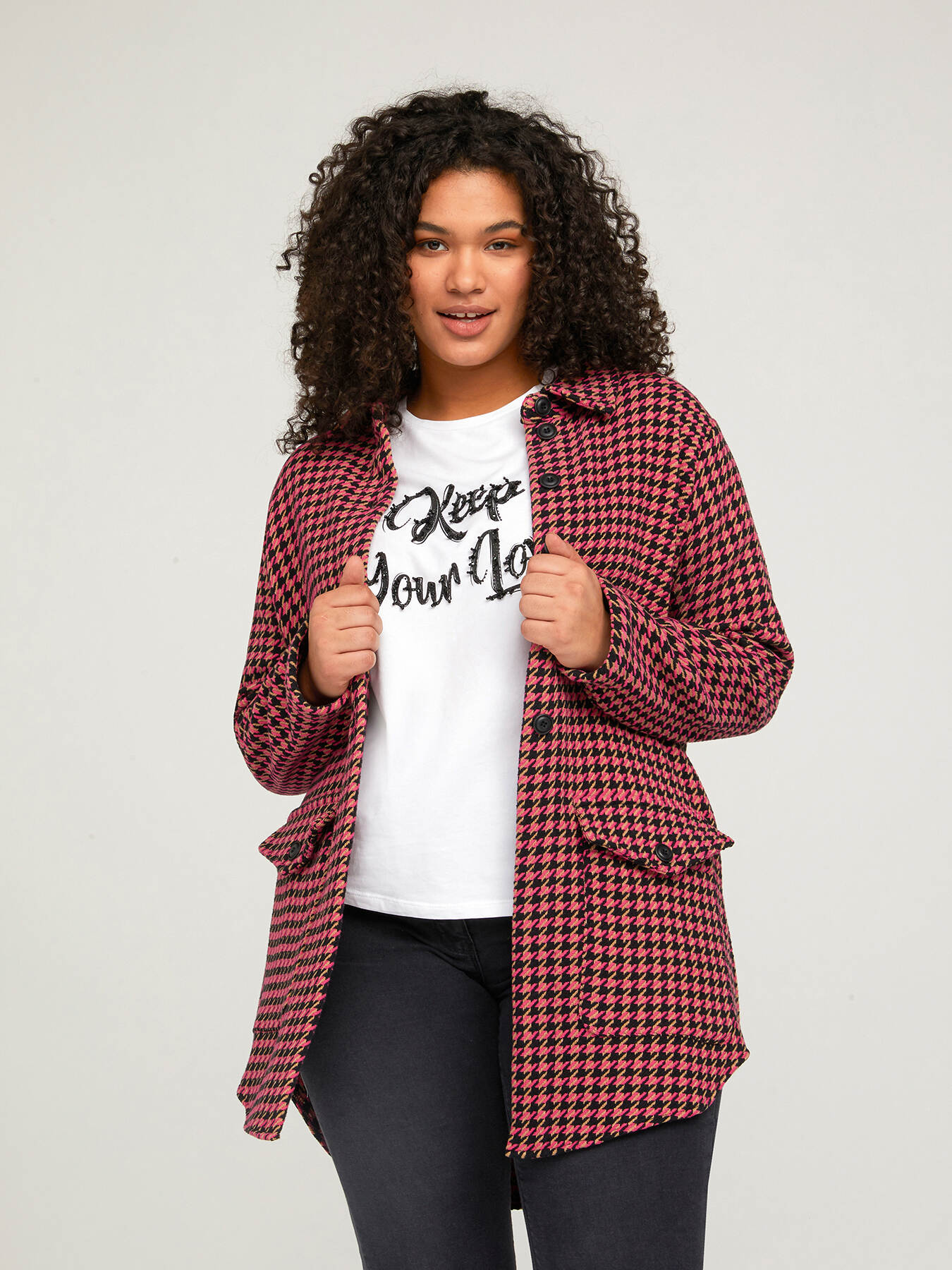 Houndstooth jacket with buttons image number 0