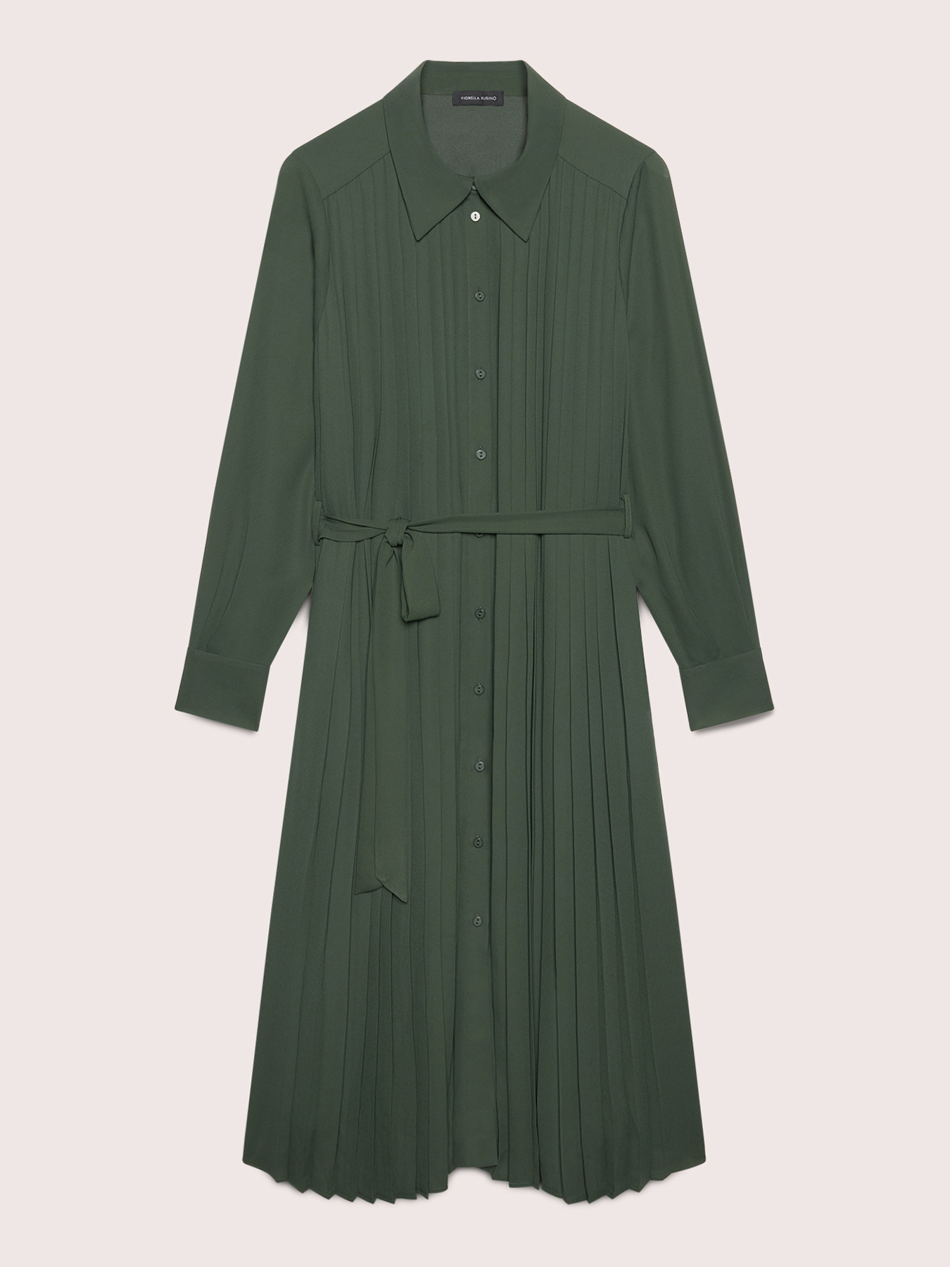 Long pliss&eacute; chemisier dress in georgette image number 4