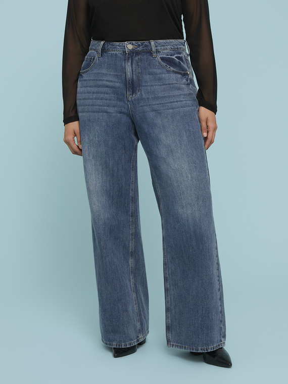 Jeans wide leg lavaggio stone washed | Fiorella Rubino