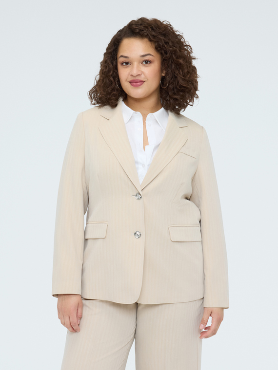 Blazer effetto gessato con bottoni gioiello