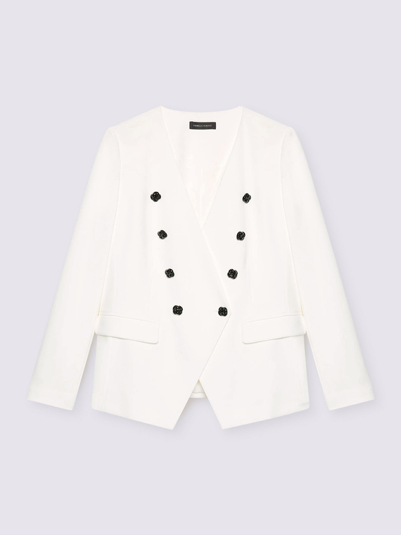 Short blazer with extra shiny jewel buttons