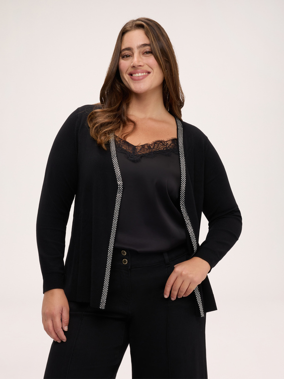 Cardigan mit gl&auml;nzenden Kanten