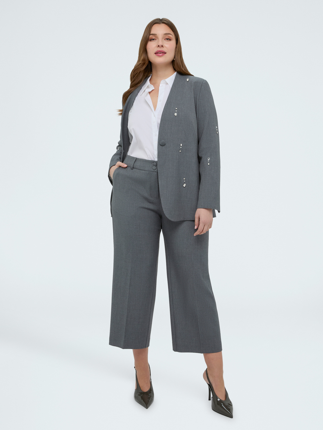 Cropped-Hose aus Melange-Stoff image number 3