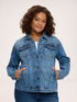 Jeansjacke mit Print und Herzen image number 0