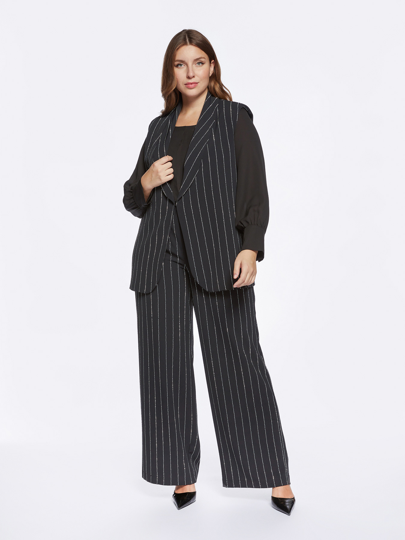 Pinstriped waistcoat with small studs image number 0