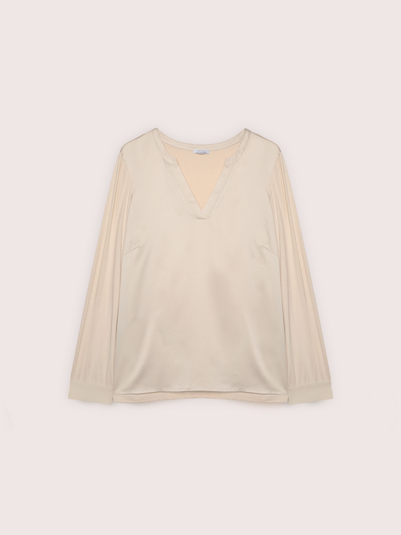 T-shirt bimaterica in raso e jersey image number 4