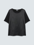 Bi-material t-shirt with round neckline image number 4