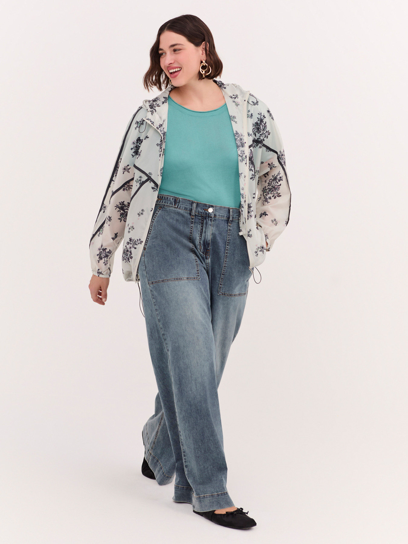 Jeans mit weitem Bein und Maxi-Taschen image number 3