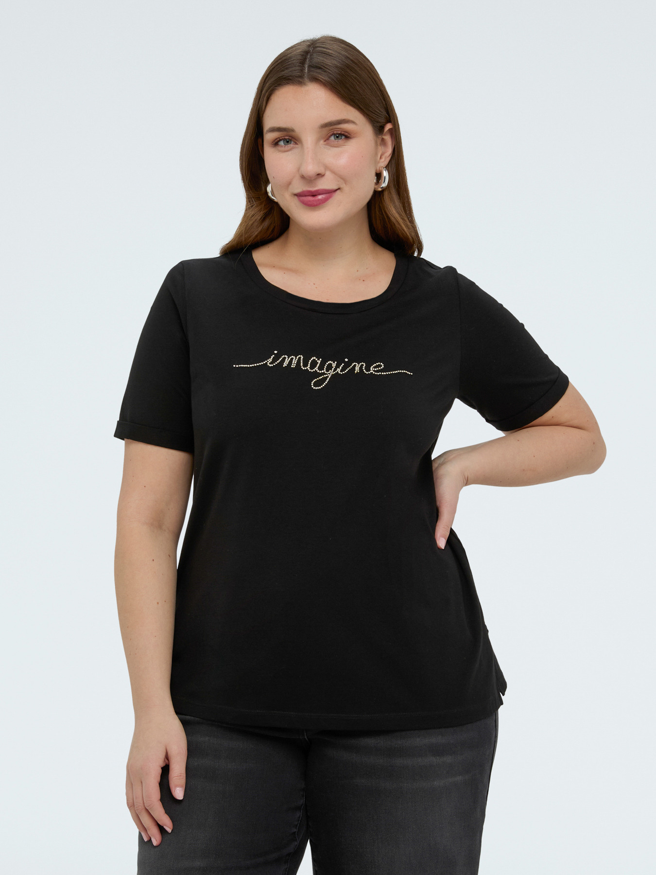 T-Shirt aus Baumwolle mit Crystal-Schriftzug image number 2