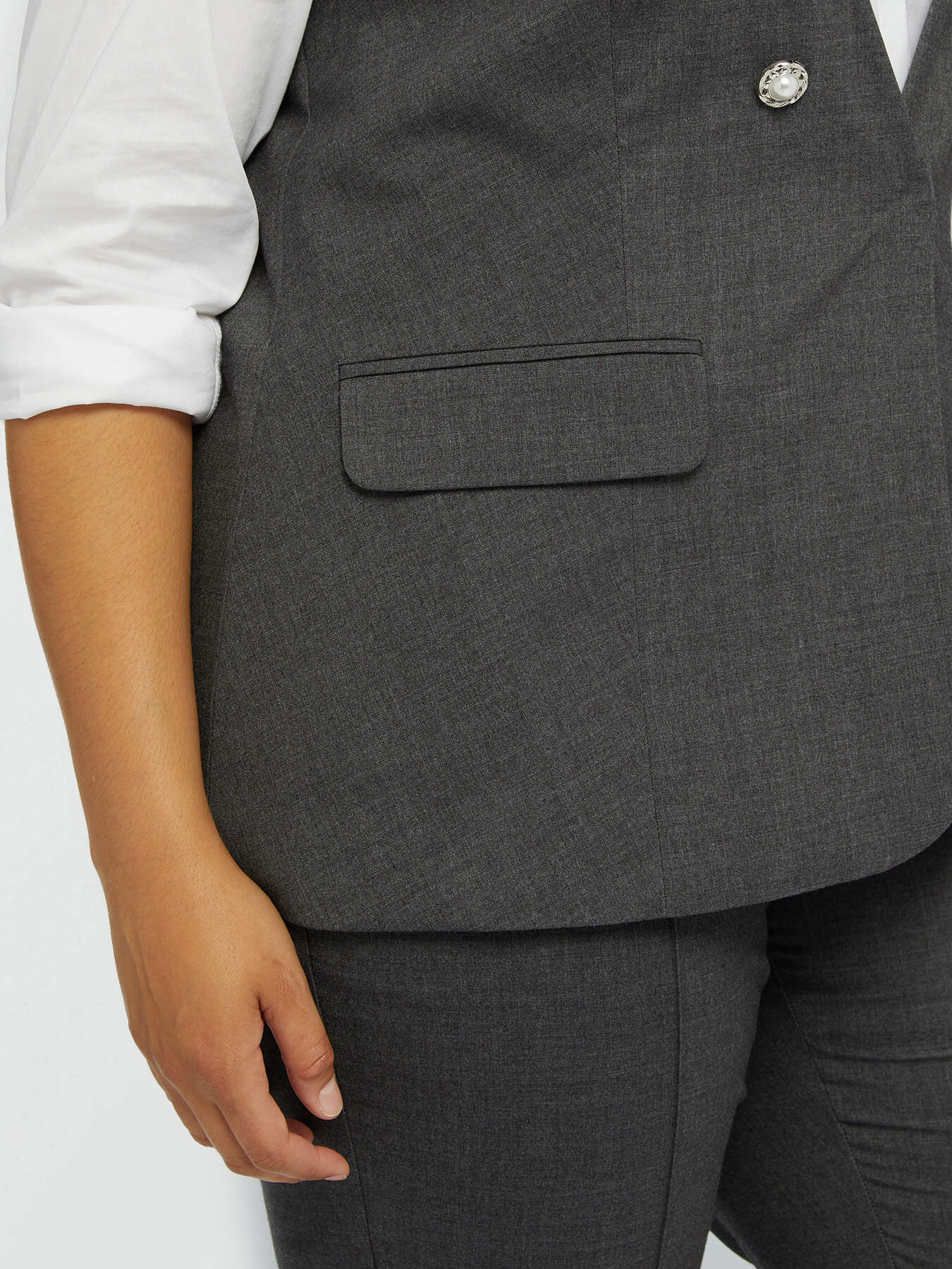 Grey m&eacute;lange fabric waistcoat image number 5