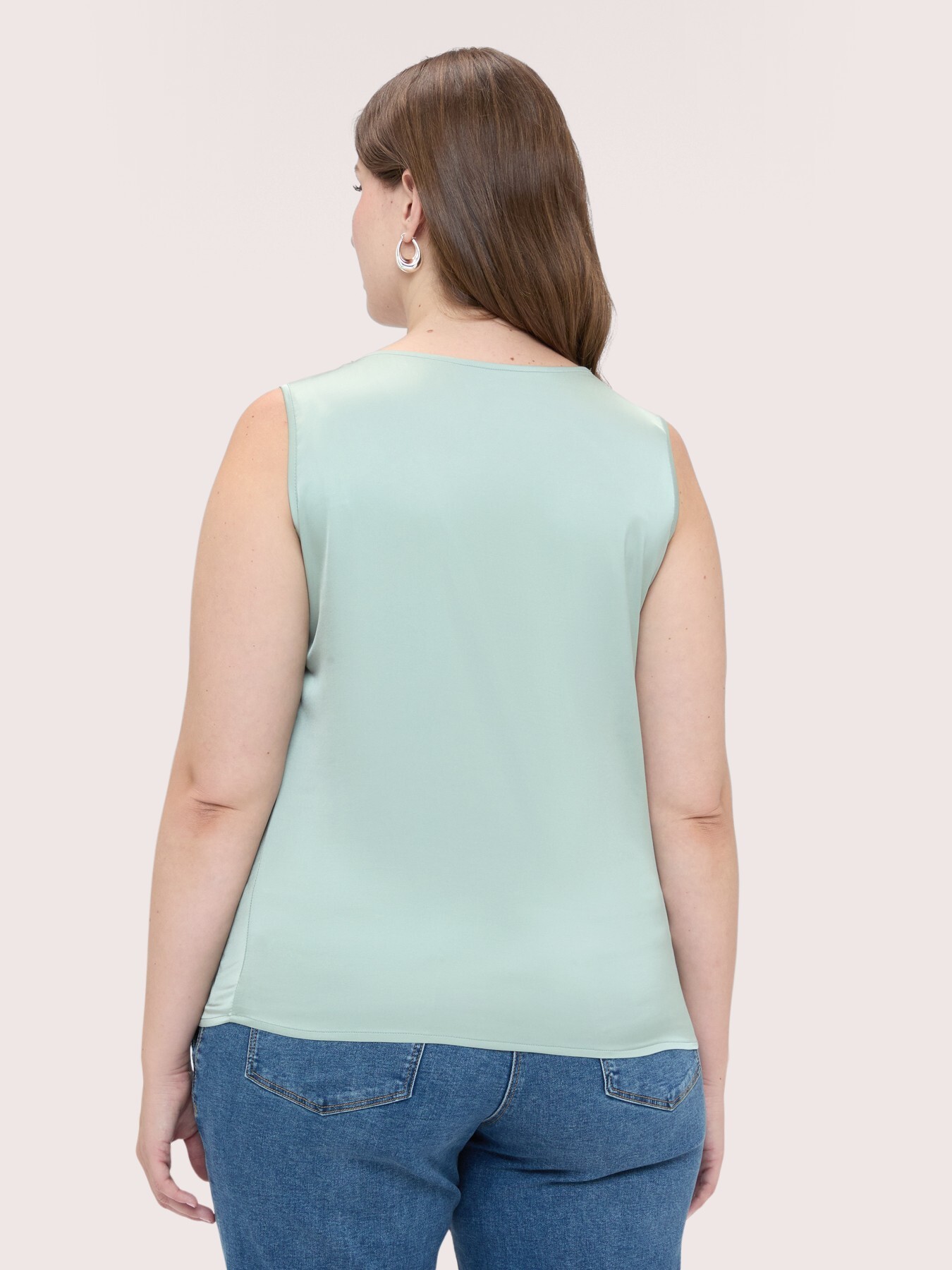 Stretch satin blouse with asymmetric draping image number 1