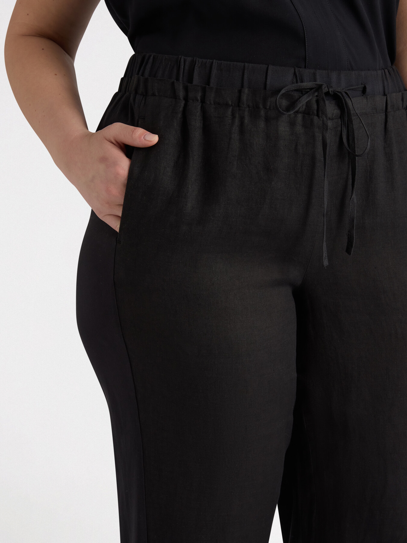 Pantalon en lin et jersey avec cordons image number 3