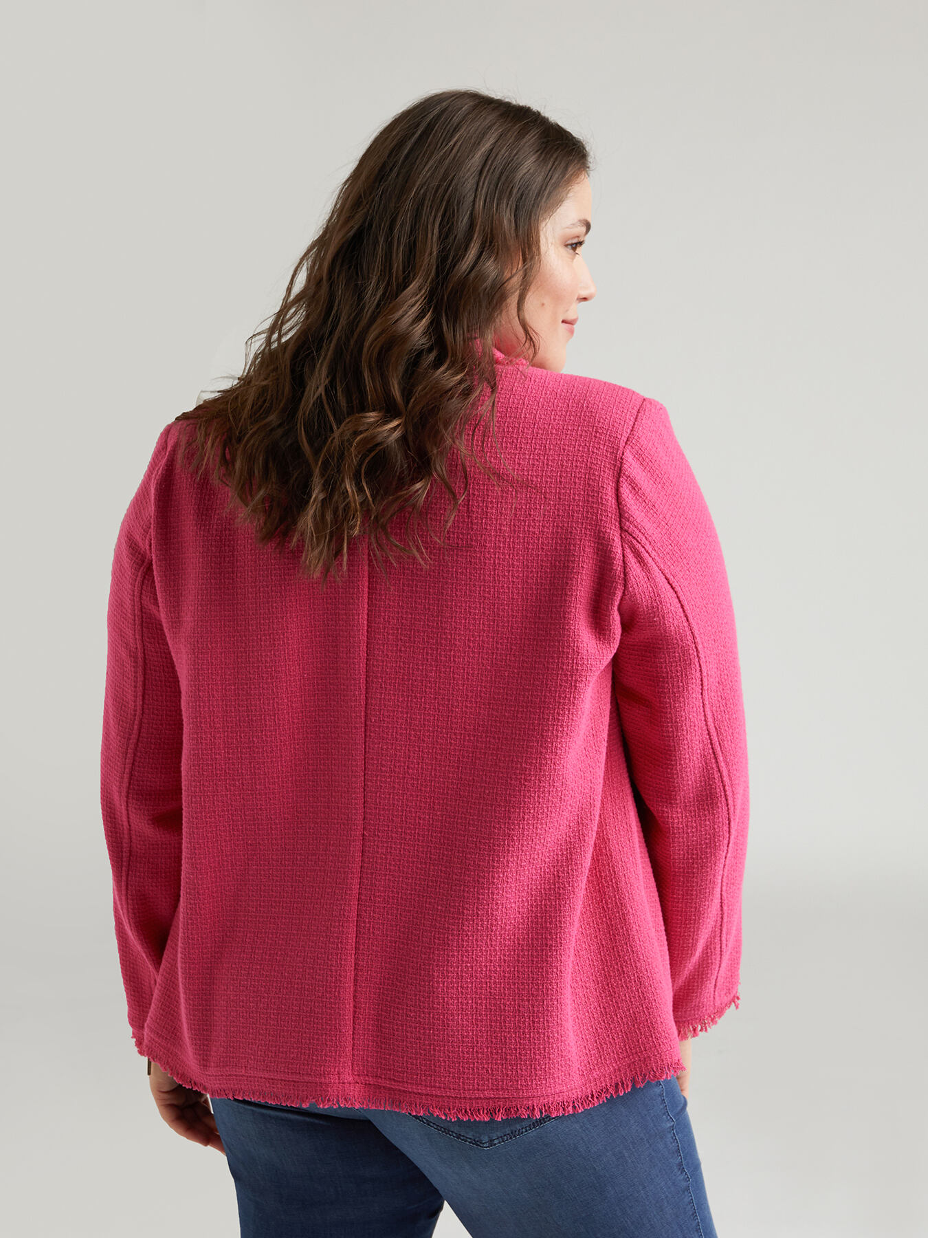 Blazer jacket in woven armure cloth-effect fabric image number 2