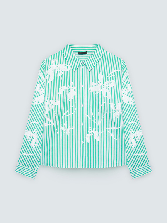 Striped shirt with floral print