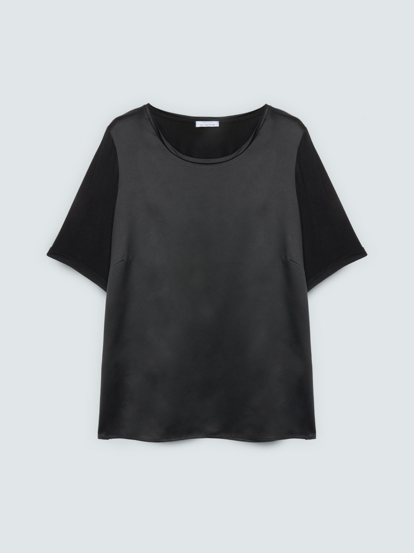 Bi-material t-shirt with round neckline image number 4