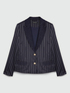 Pinstriped blazer with denim details image number 4